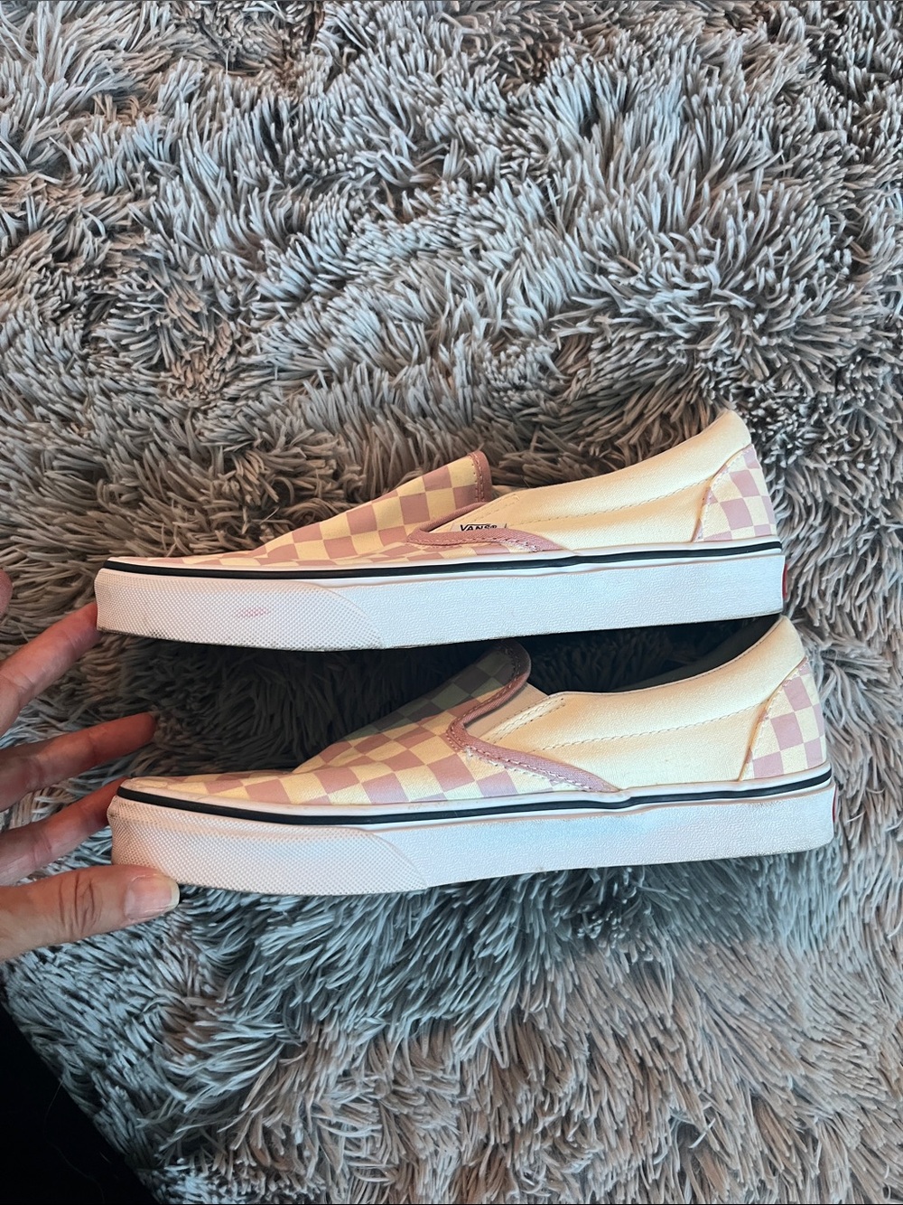 Vans unisex classic Slip-On Checkerboard Shoes - Pink/White - Picture 4 of 4